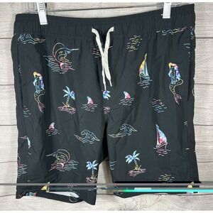 Departwest Swim Trunks Mens Sz Medium, Beach Theme Pockets, Quick Dry‎